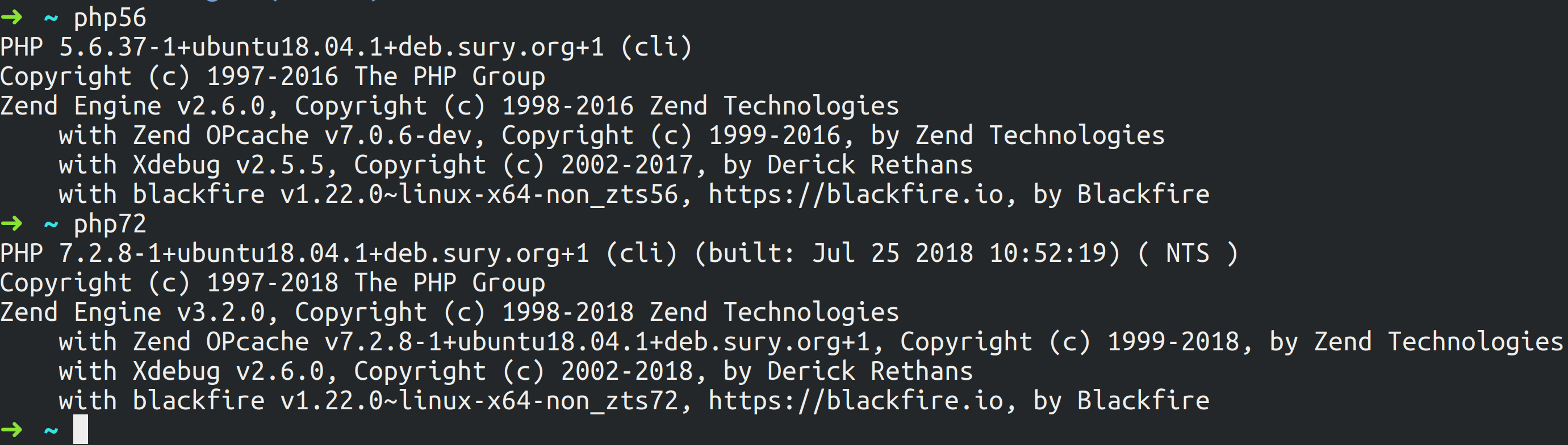 Switching between PHP versions