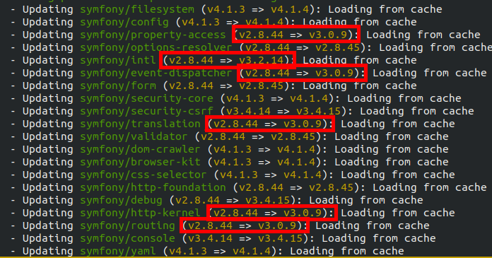 Updating packages to unsupported versions