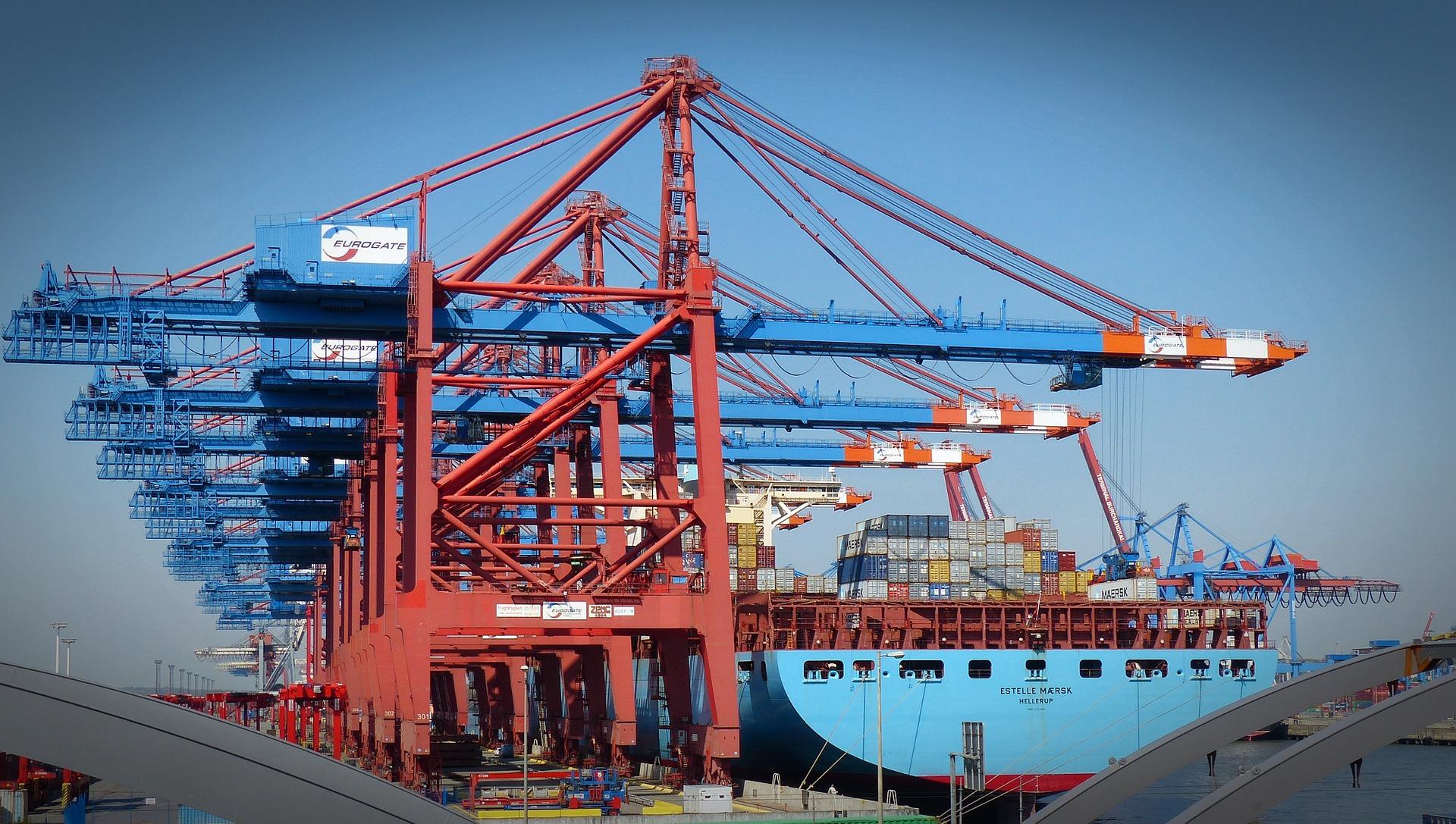 Containers at a port